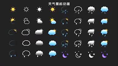 84个天气icon动画素材包4类21款视频的预览图